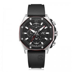 Alexandre Christie AC 9601 Silver Black Rubber GCRTBBARE